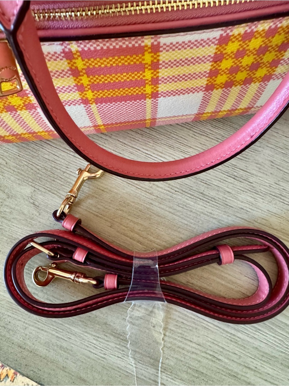 Coach Garden Plaid Rowan Top Handle Satchel/Crossbody in TAffy LIMITED EDITION - Picture 7 of 16